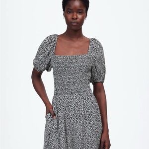 Floral Black and White Dress